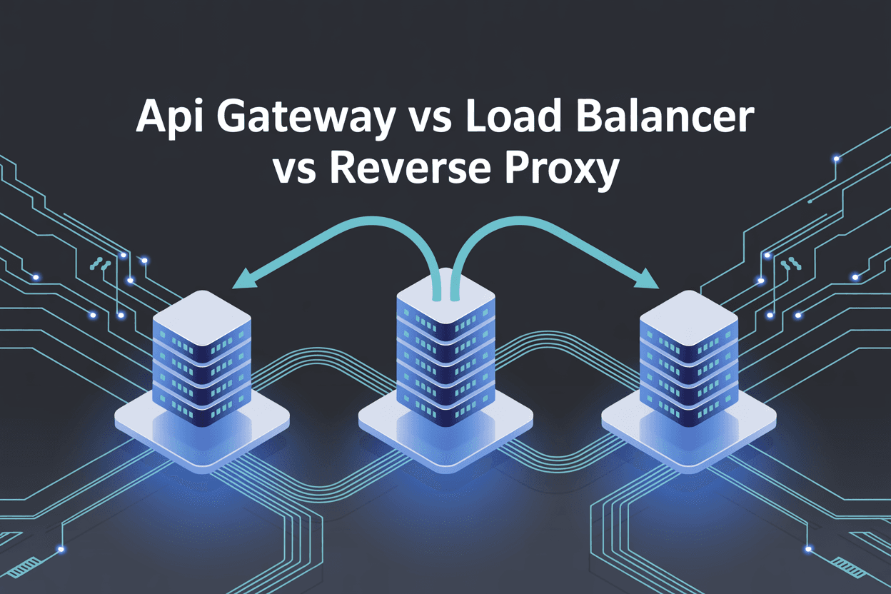 Three boxes, three jobs: API gateway, load balancer, and reverse proxy